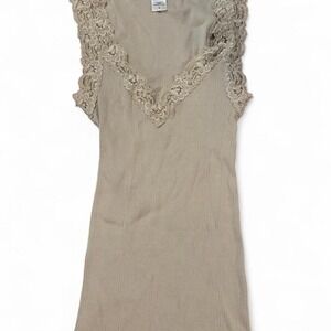 Y2K 2000s style Banana Republic‎ lace trim ribbed tank top